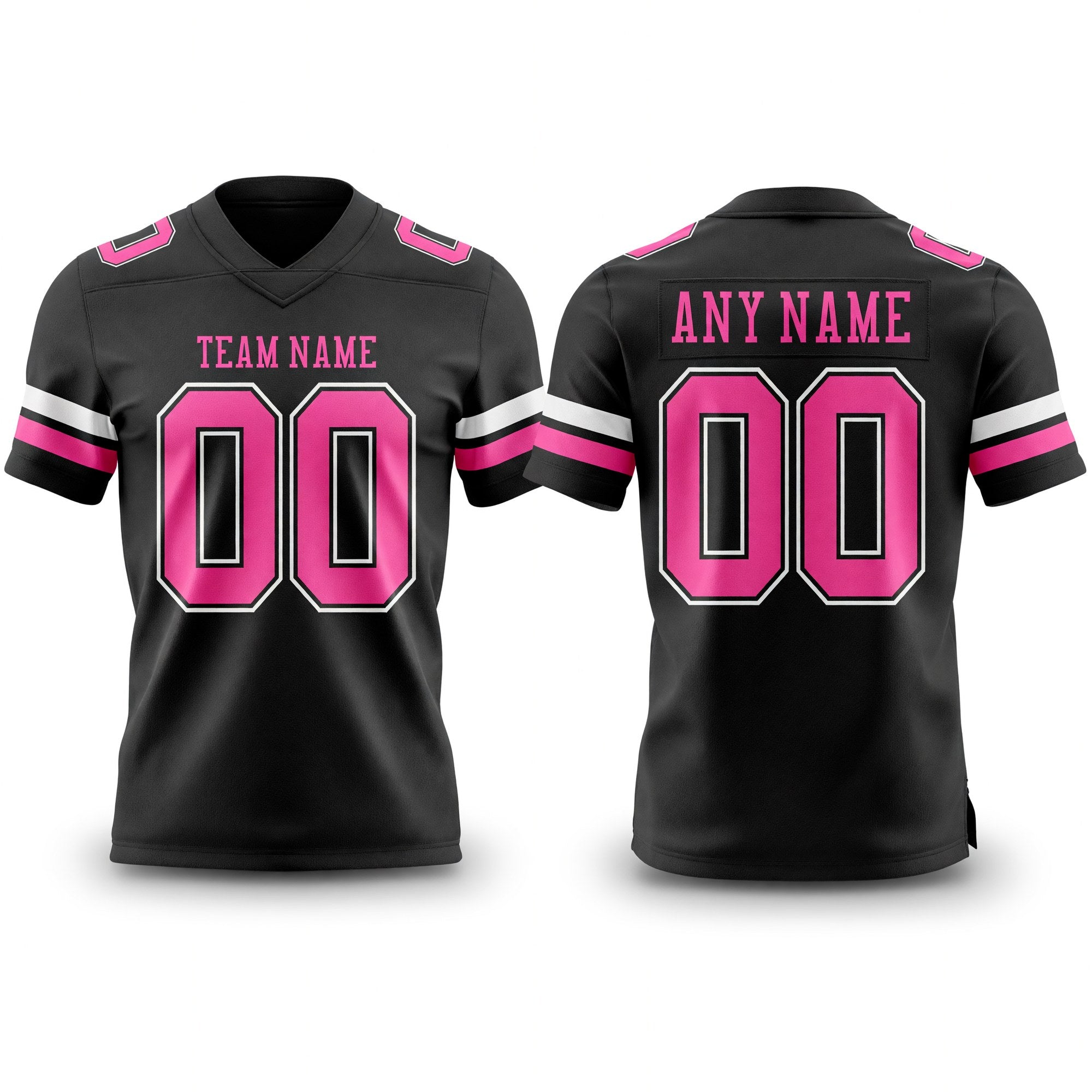 Custom Black Pink-White Authentic Football Jersey