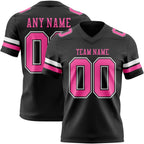 Custom Black Pink-White Authentic Football Jersey photo 1