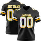 Custom Black White-Gold Authentic Football Jersey photo 1
