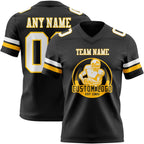 Custom Black White-Gold Authentic Football Jersey photo 2