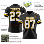 Custom Black White-Gold Authentic Football Jersey photo 3