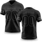 Custom Black Steel Gray Authentic Football Jersey