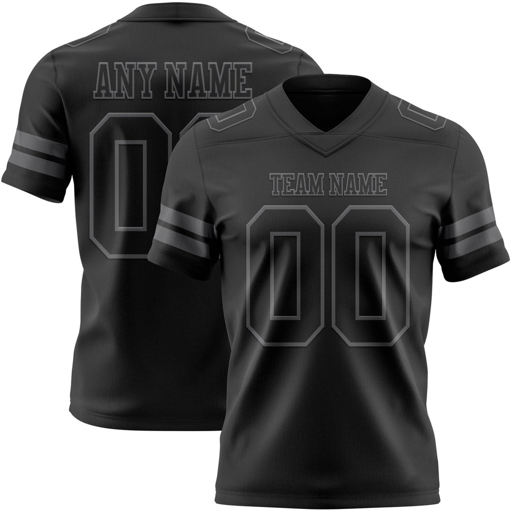 Custom Black Steel Gray Authentic Football Jersey photo 1