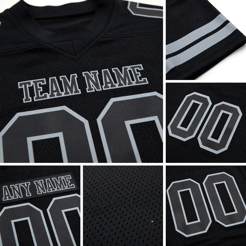 Custom Black Gray Authentic Football Jersey detail