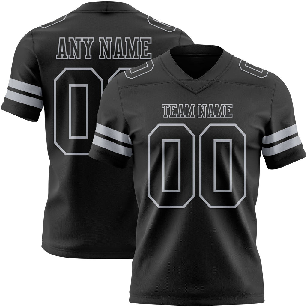 Custom Black Gray Authentic Football Jersey photo 1