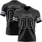 Custom Black Gray Authentic Football Jersey photo 1