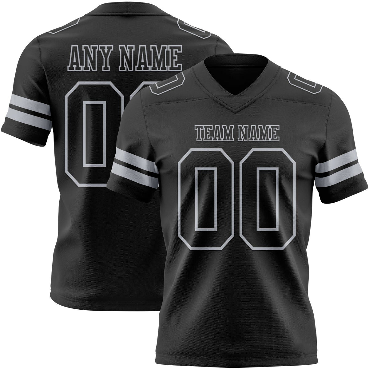 Custom Black Gray Authentic Football Jersey photo 1