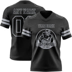 Custom Black Gray Authentic Football Jersey photo 2