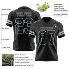 Custom Black Gray Authentic Football Jersey photo 3