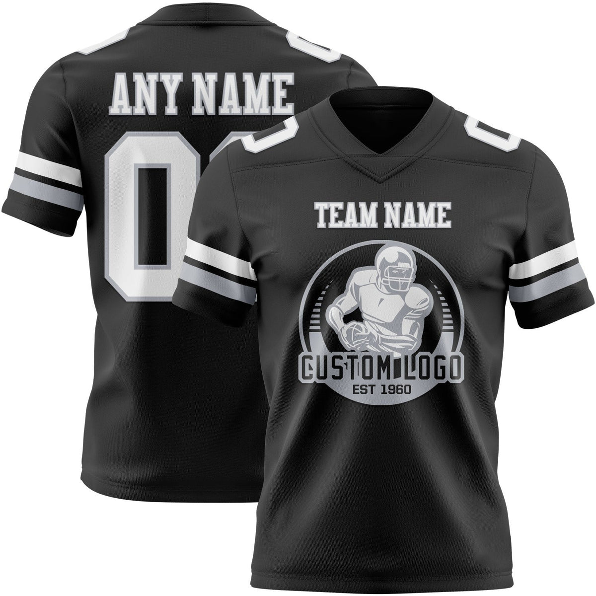 Custom Black White-Gray Authentic Football Jersey photo 2