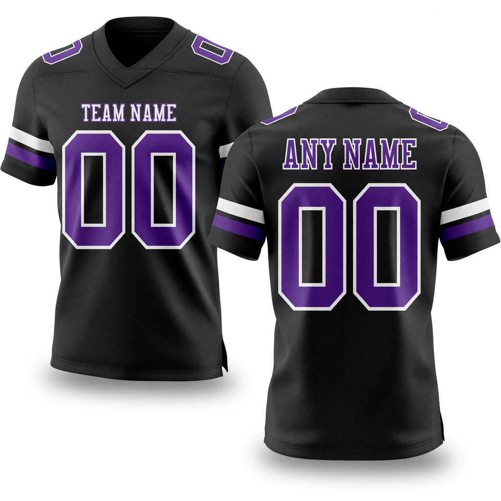 Custom Black Purple-White Authentic Football Jersey
