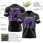 Custom Black Purple-White Authentic Football Jersey photo 3