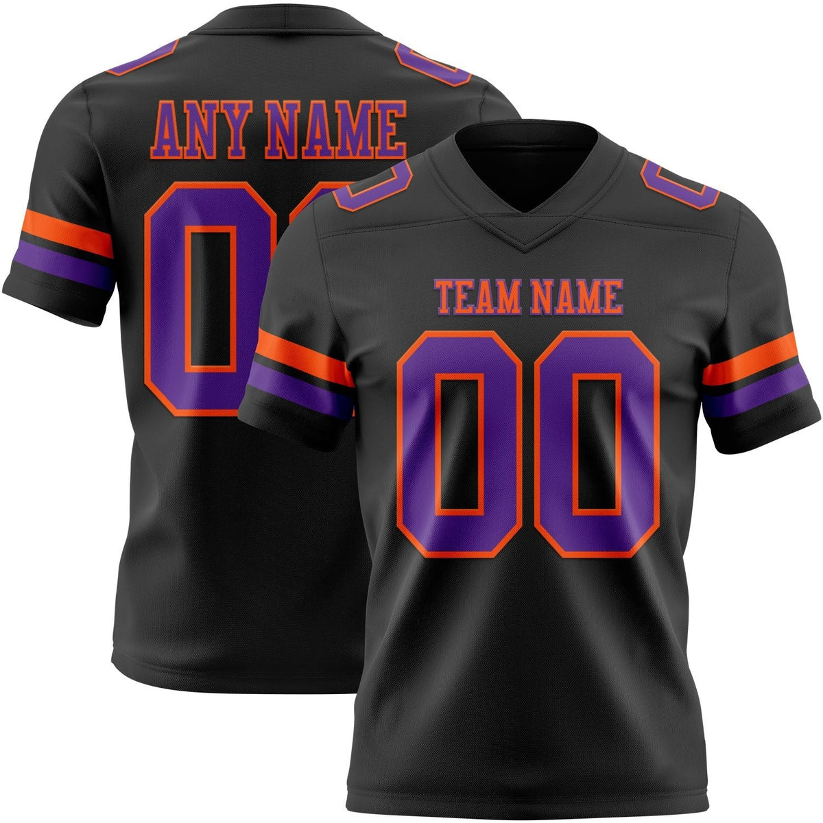 Custom Black Purple-Orange Authentic Football Jersey