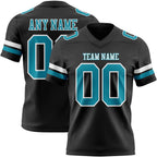 Custom Black Teal-White Authentic Football Jersey photo 1
