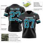 Custom Black Teal-White Authentic Football Jersey photo 3