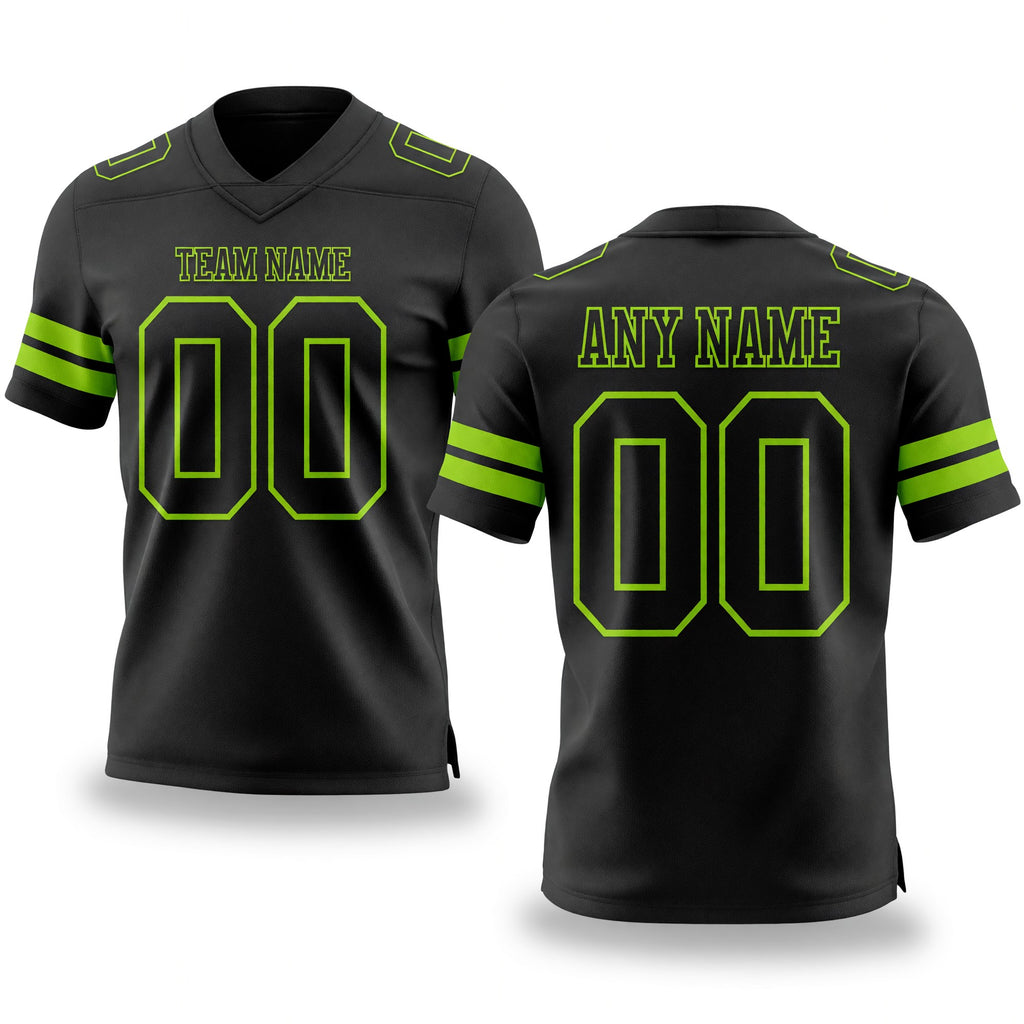 Custom Black Neon Green Authentic Football Jersey