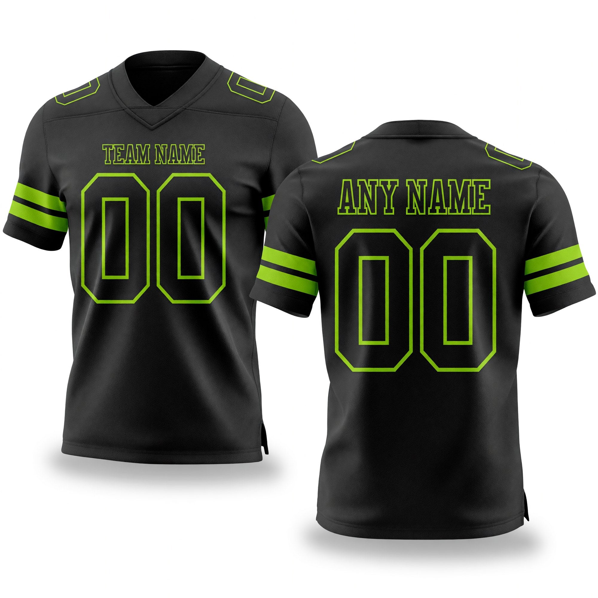 Custom Black Neon Green Authentic Football Jersey
