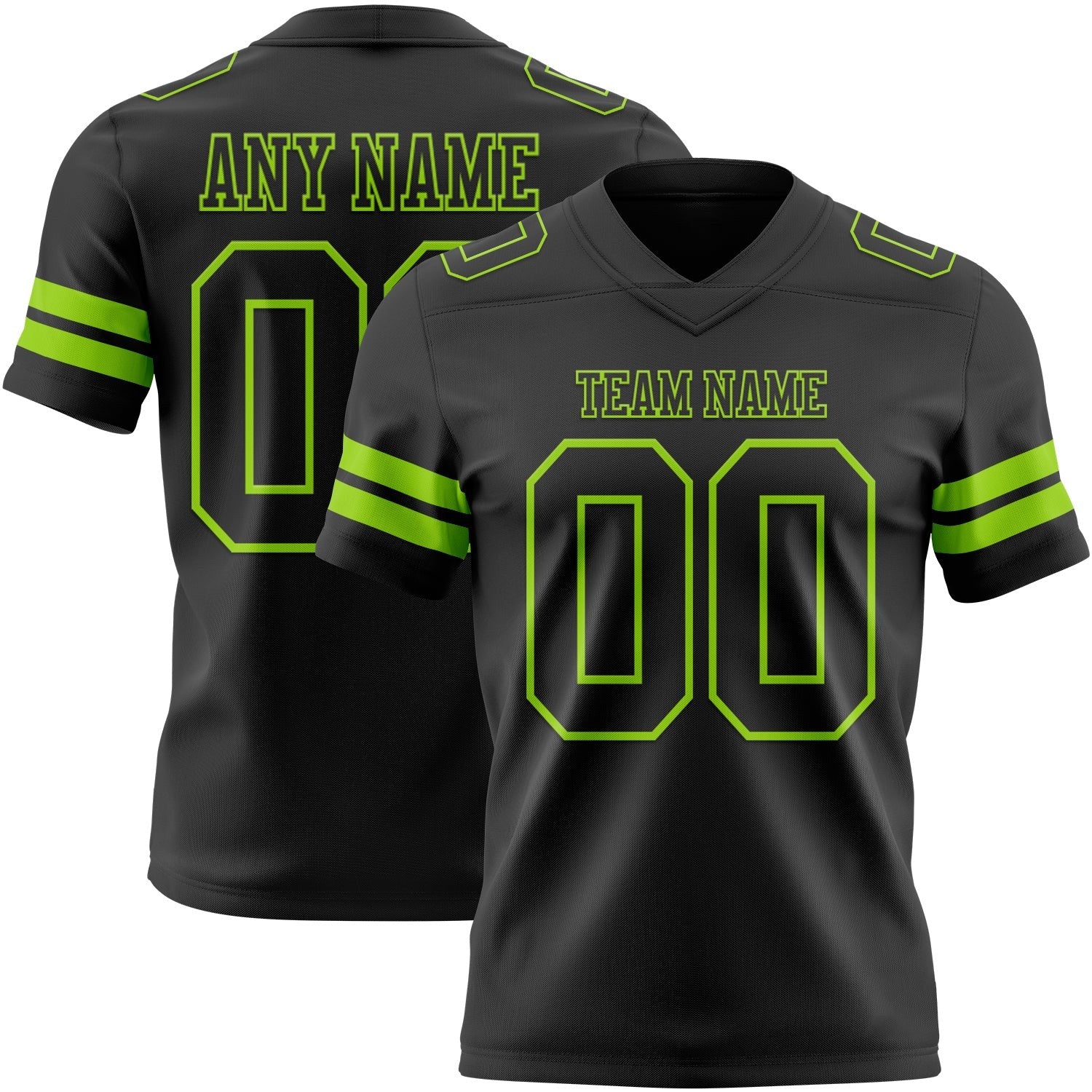 Custom Black Neon Green Authentic Football Jersey photo 1