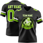 Custom Black Neon Green-White Authentic Football Jersey photo 2