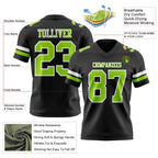 Custom Black Neon Green-White Authentic Football Jersey photo 3