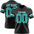 Custom Black Aqua-White Authentic Football Jersey photo 1