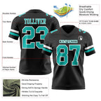 Custom Black Aqua-White Authentic Football Jersey photo 3