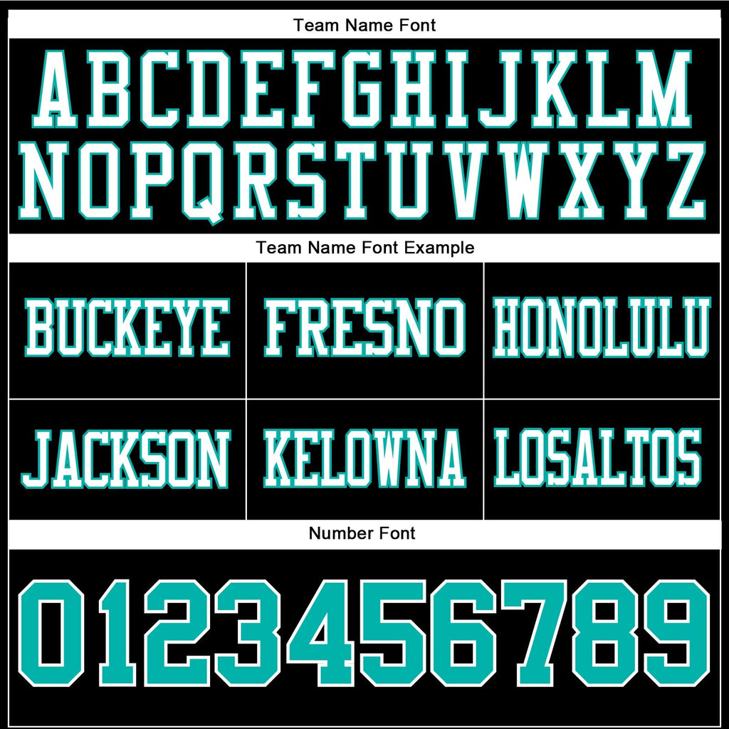 Custom Black Aqua-White Authentic Football Jersey photo 4