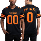 Custom Black Bay Orange Authentic Football Jersey worn front and back