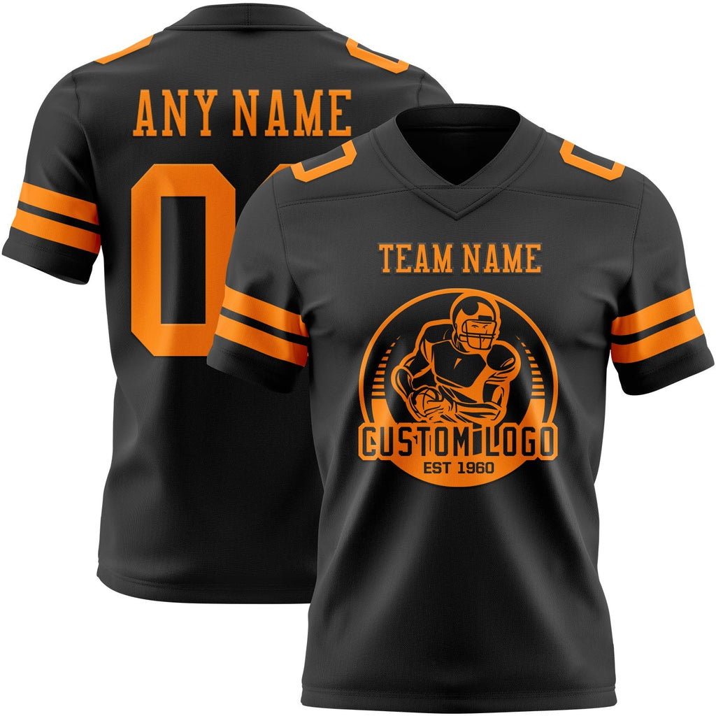 Custom Black Bay Orange Authentic Football Jersey photo 2