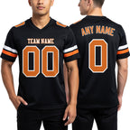 Custom Black Texas Orange-White Authentic Football Jersey worn front and back