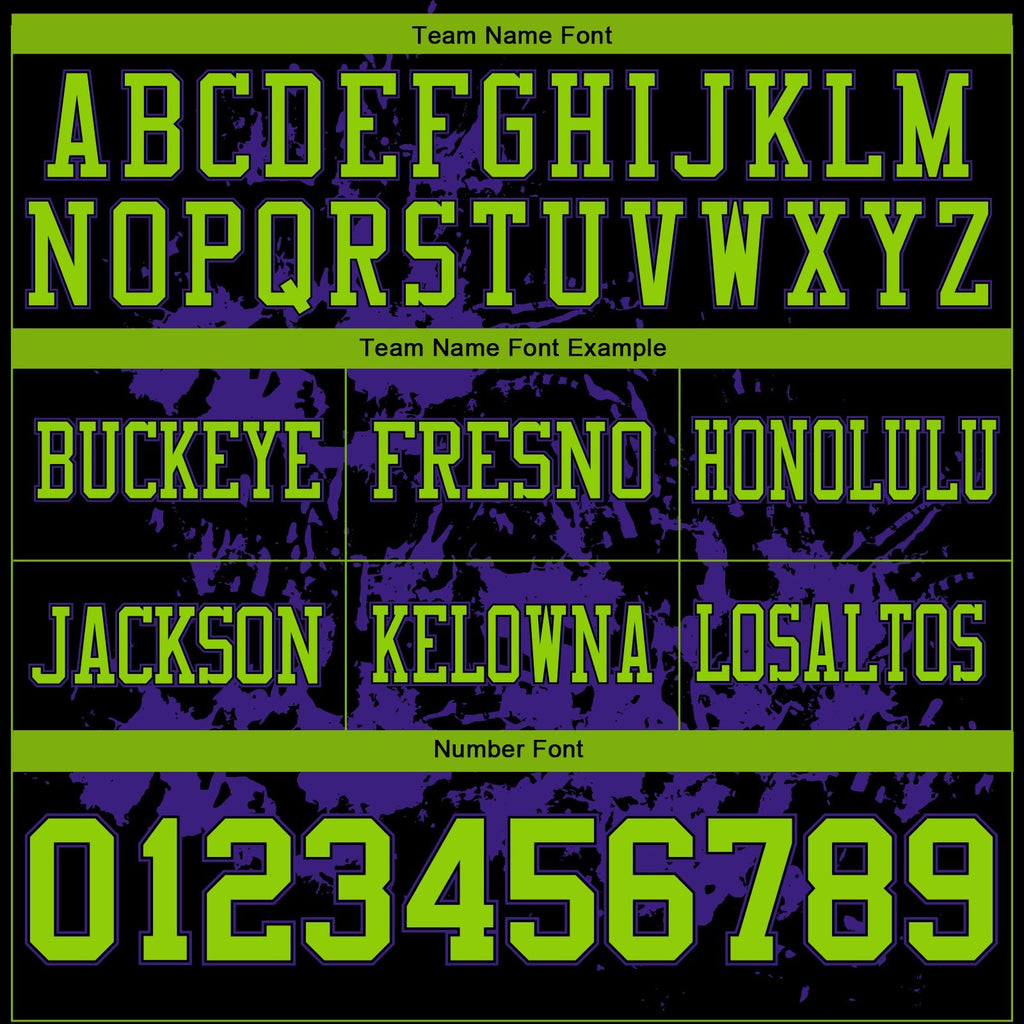 Custom Black Neon Green-Purple 3D Pattern Splash Authentic Football Jersey photo 3