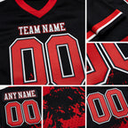 Custom Black Red-White 3D Pattern Splash Authentic Football Jersey detail