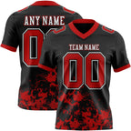 Custom Black Red-White 3D Pattern Splash Authentic Football Jersey photo 1