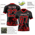 Custom Black Red-White 3D Pattern Splash Authentic Football Jersey photo 3