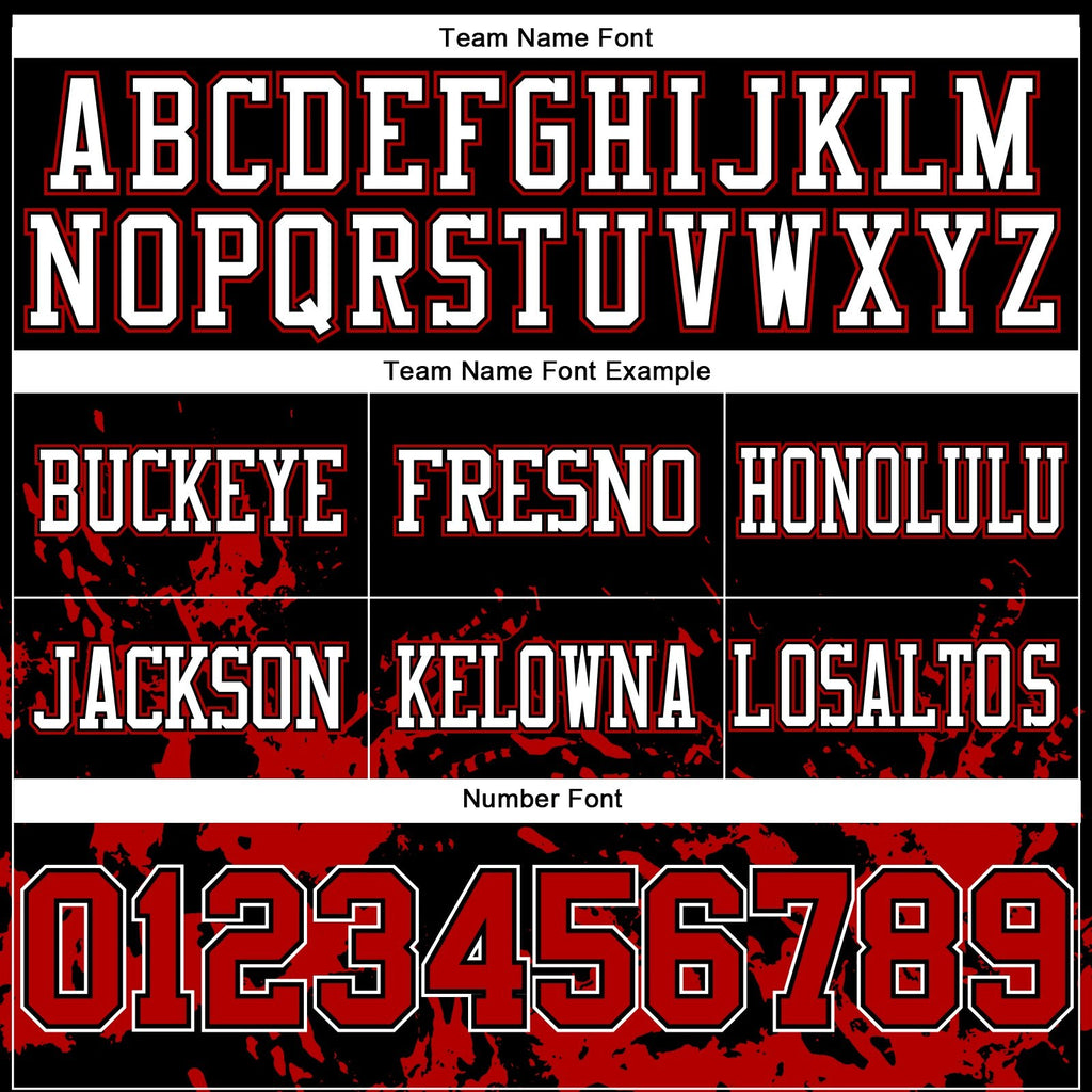 Custom Black Red-White 3D Pattern Splash Authentic Football Jersey photo 4