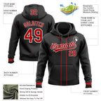 Custom Stitched Black Red-White Baseball Pullover Sweatshirt Hoodie photo 2