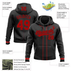 Custom Stitched Black Red Baseball Pullover Sweatshirt Hoodie photo 2