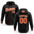 Custom Stitched Black Orange-White Baseball Pullover Sweatshirt Hoodie