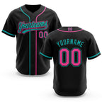 Custom Stitched Black Pink-Aqua Baseball Pullover Sweatshirt Hoodie