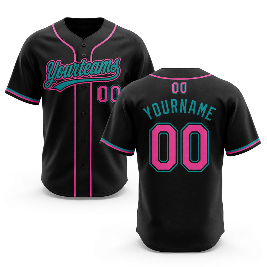 Custom Stitched Black Pink-Teal Baseball Pullover Sweatshirt Hoodie