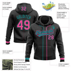 Custom Stitched Black Pink-Teal Baseball Pullover Sweatshirt Hoodie photo 2