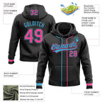 Custom Stitched Black Pink-Sky Blue Baseball Pullover Sweatshirt Hoodie photo 2
