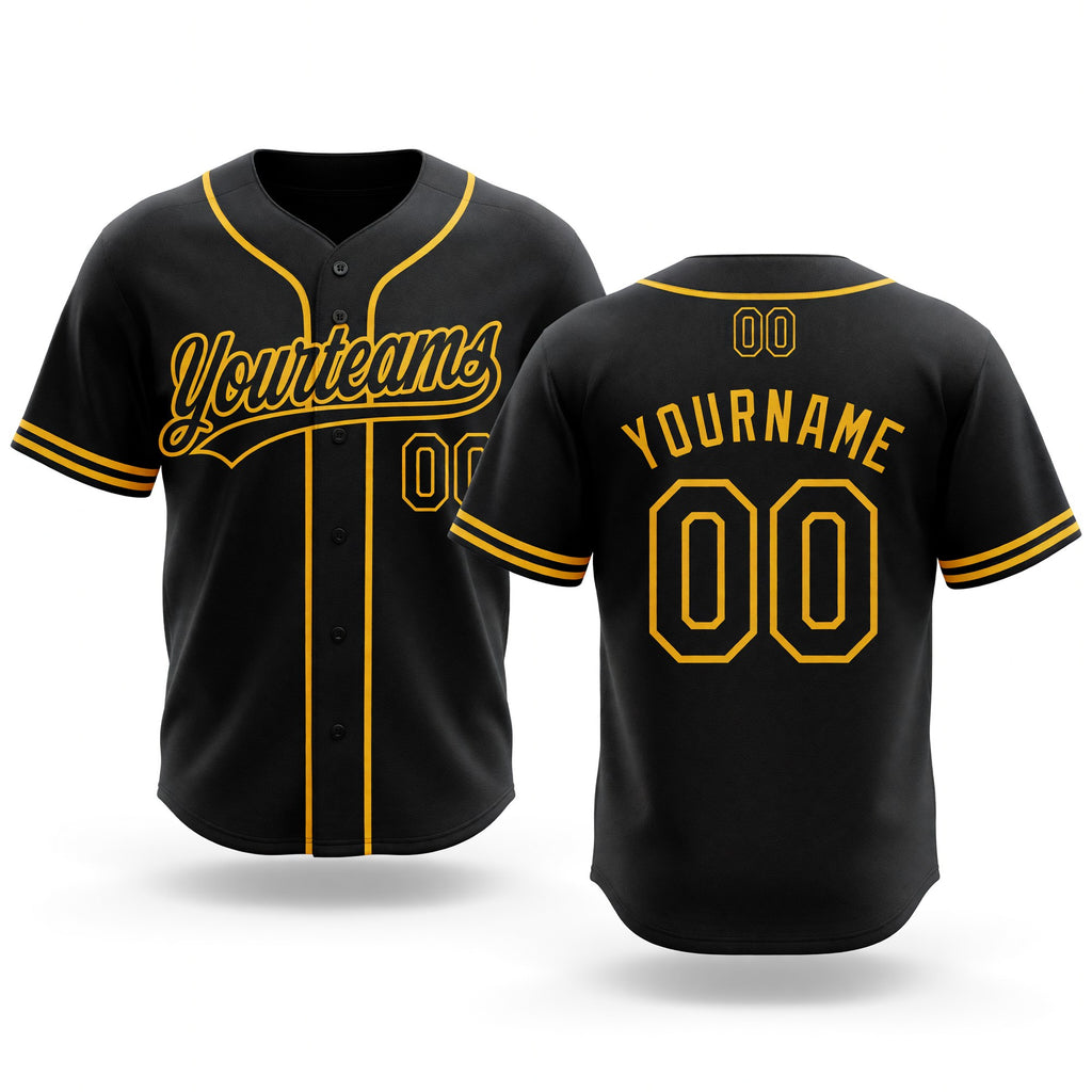 Custom Stitched Black Gold Baseball Pullover Sweatshirt Hoodie