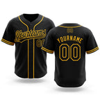 Custom Stitched Black Gold Baseball Pullover Sweatshirt Hoodie
