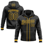Custom Stitched Black Gold Baseball Pullover Sweatshirt Hoodie photo 1