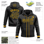 Custom Stitched Black Gold Baseball Pullover Sweatshirt Hoodie photo 2