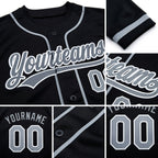 Custom Stitched Black Gray Baseball Pullover Sweatshirt Hoodie detail