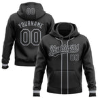 Custom Stitched Black Gray Baseball Pullover Sweatshirt Hoodie photo 1