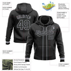 Custom Stitched Black Gray Baseball Pullover Sweatshirt Hoodie photo 2