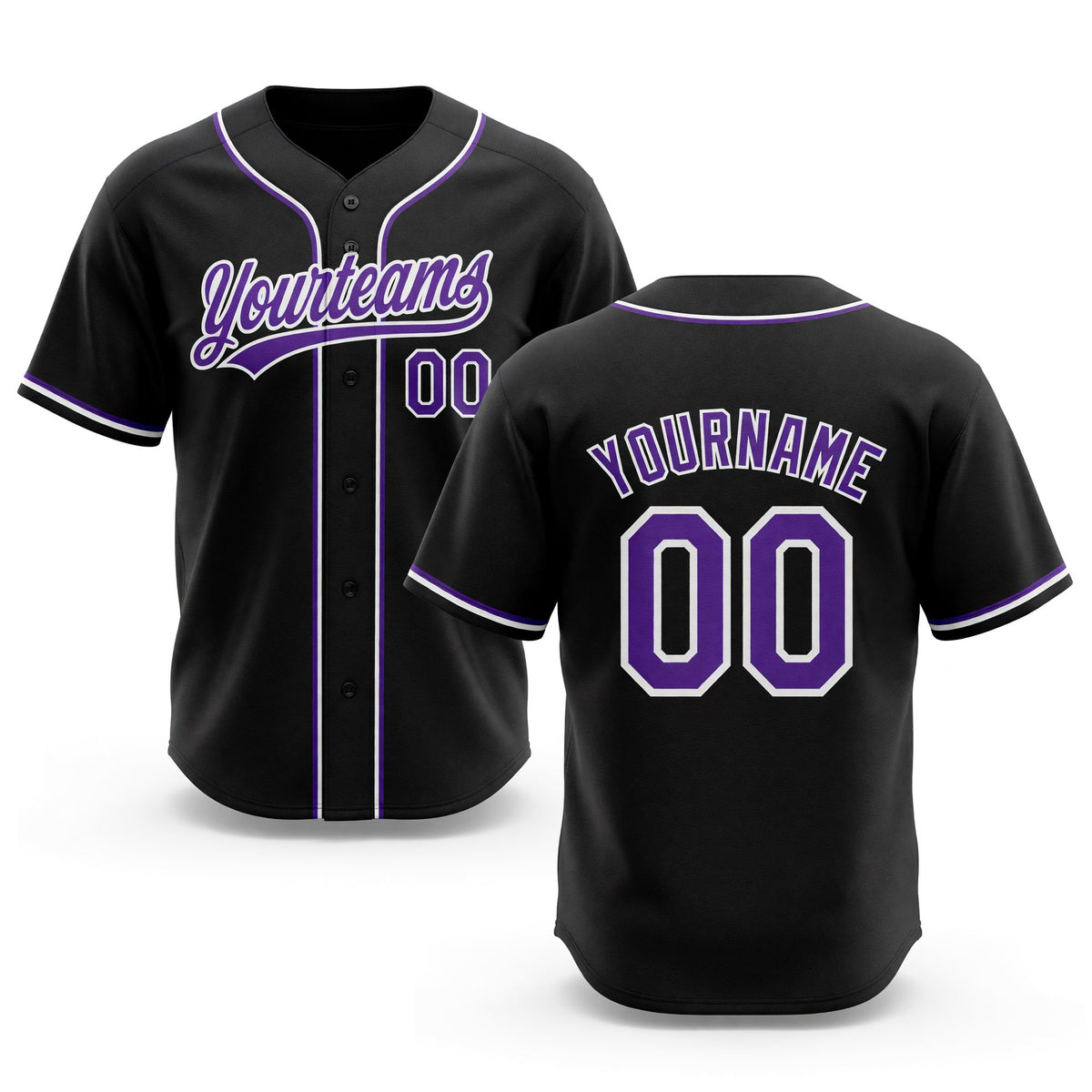 Custom Stitched Black Purple-White Baseball Pullover Sweatshirt Hoodie